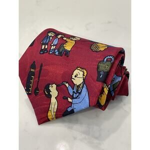 Kid's DOCTOR PEDIATRICIAN Tie Stethoscopes Needles Dr. Vintage Necktie 57.5 x 4